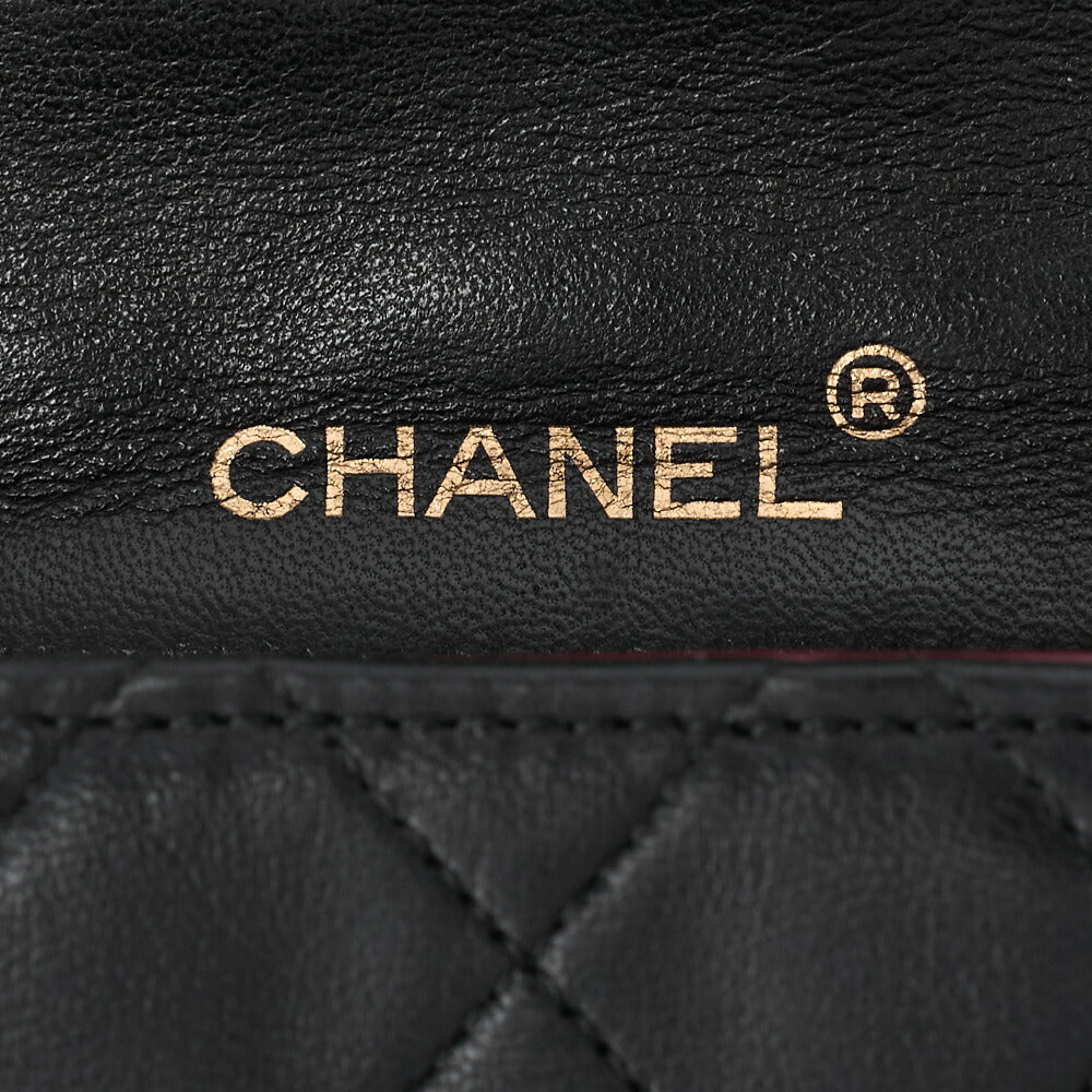 CHANEL Chain Shoulder Bag Mini Matrasse 18cm Lambskin Black Single Flap Turnlock Gold-Tone Hardware, Pre-Owned