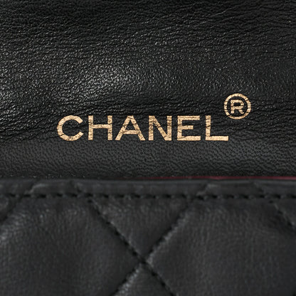 CHANEL Chain Shoulder Bag Mini Matrasse 18cm Lambskin Black Single Flap Turnlock Gold-Tone Hardware, Pre-Owned