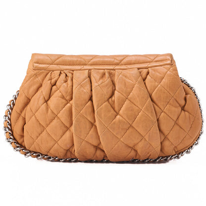 CHANEL Matlasse Luxury Chain Shoulder Bag Lambskin Beige Silver-Tone Hardware, Pre-Owned