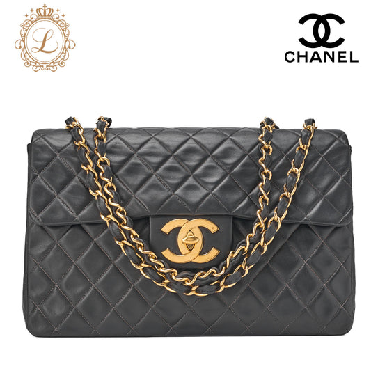 CHANEL Deca Matelassé Turnlock Single Flap Chain Shoulder Lambskin Black Gold-Tone Hardware, Pre-Owned