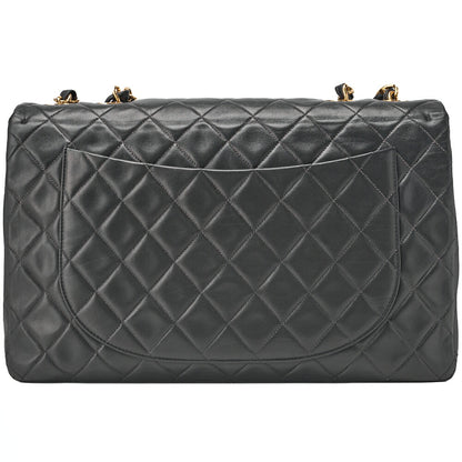 CHANEL Deca Matelassé Turnlock Single Flap Chain Shoulder Lambskin Black Gold-Tone Hardware, Pre-Owned