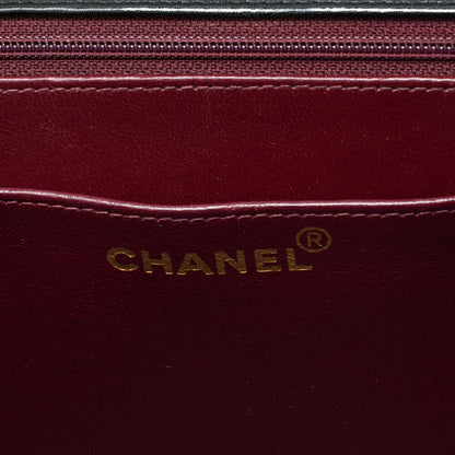 CHANEL Deca Matelassé Turnlock Single Flap Chain Shoulder Lambskin Black Gold-Tone Hardware, Pre-Owned