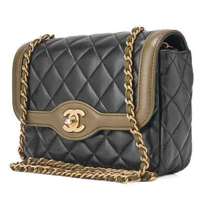 CHANEL Mini Matelassé Turnlock Chain Shoulder Bag Lambskin Bicolor Gold-Tone Hardware, Pre-Owned