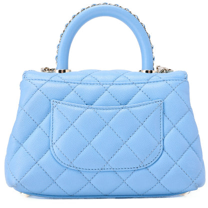 CHANEL Shoulder Bag Handbag Matelassé Coco Handle 2WAY Caviar Skin Light Blue Gold-Tone Hardware, Pre-Owned