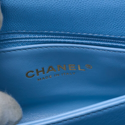 CHANEL Shoulder Bag Handbag Matelassé Coco Handle 2WAY Caviar Skin Light Blue Gold-Tone Hardware, Pre-Owned