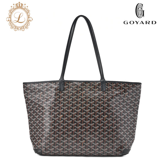 GOYARD Saint-Louis Artois MM Tote Bag Coated Canvas Black Silver-Tone Hardware, Pre-Owned