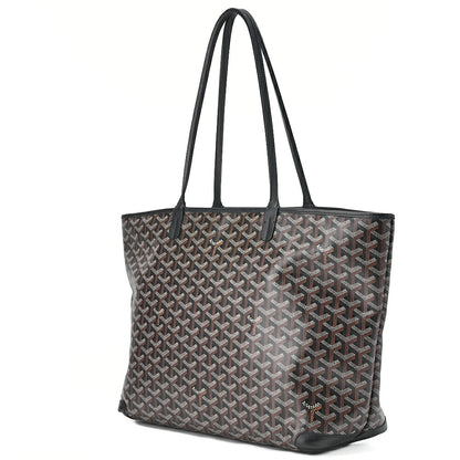 GOYARD Saint-Louis Artois MM Tote Bag Coated Canvas Black Silver-Tone Hardware, Pre-Owned