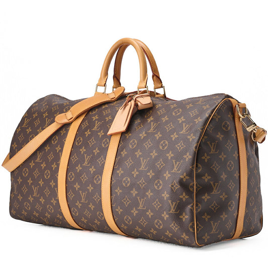 LOUIS VUITTON Monogram Keepol Handi?re 50 Boston Bag Brown Gold-Tone Hardware, Pre-Owned