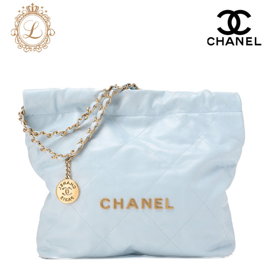 CHANEL Chanel 22 Calfskin Mint Drawstring Chain Shoulder Bag Gold-Tone Hardware, Pre-Owned