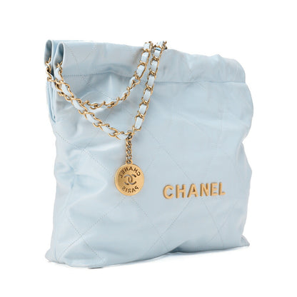 CHANEL Chanel 22 Calfskin Mint Drawstring Chain Shoulder Bag Gold-Tone Hardware, Pre-Owned