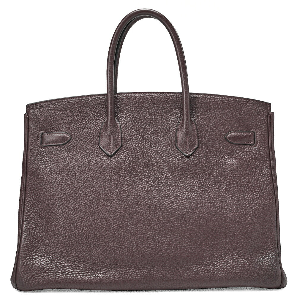 HERMES Birkin 35 Handbag Tryon Chocolat Silver-Tone Hardware, Pre-Owned