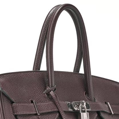 HERMES Birkin 35 Handbag Tryon Chocolat Silver-Tone Hardware, Pre-Owned