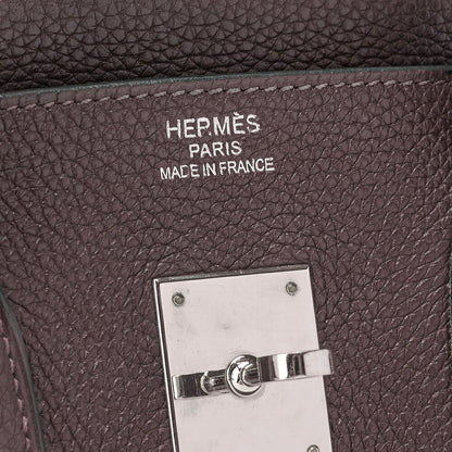 HERMES Birkin 35 Handbag Tryon Chocolat Silver-Tone Hardware, Pre-Owned
