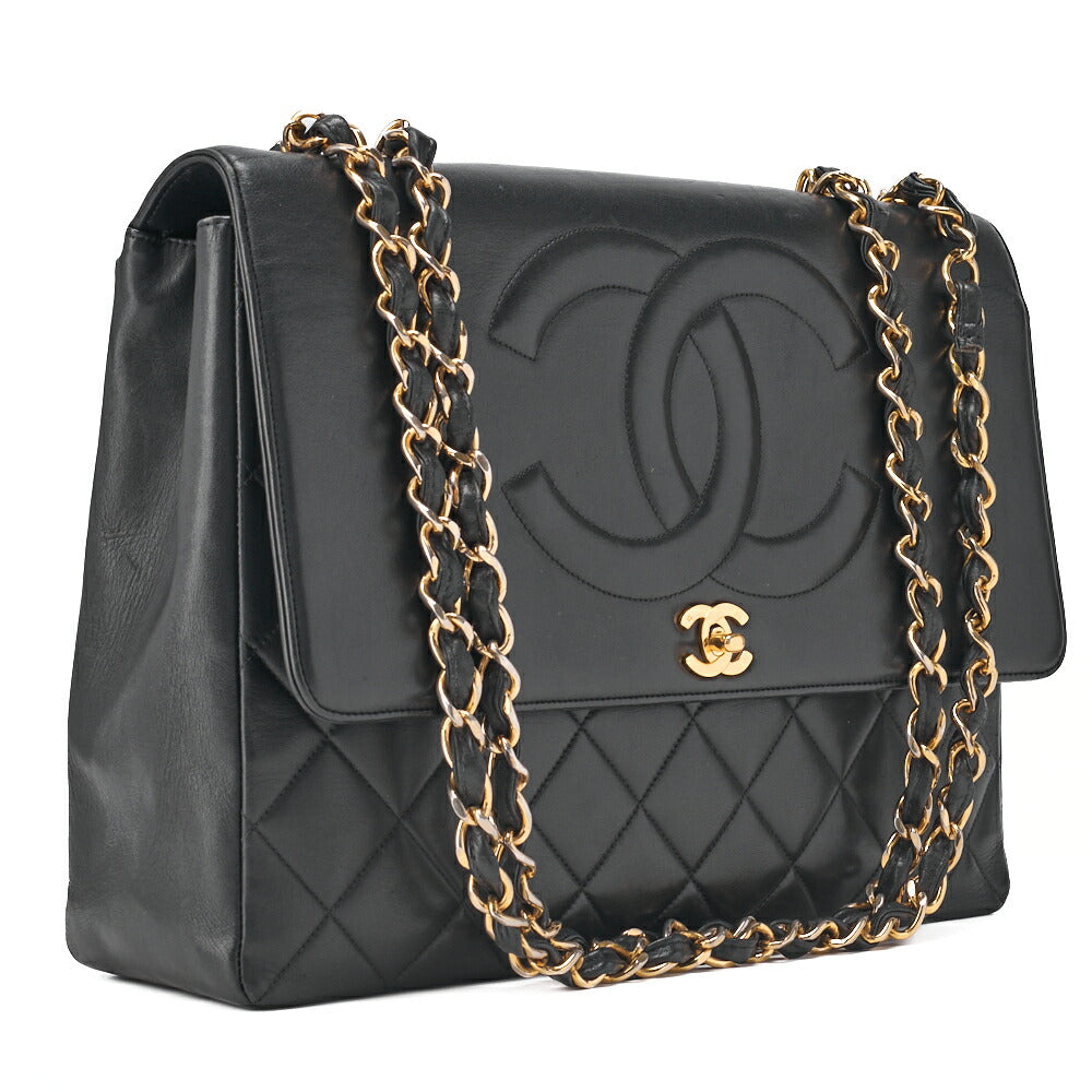 CHANEL Shoulder Bag Big Coco Turnlock Matelassé Black Gold-Tone Hardware, Pre-Owned
