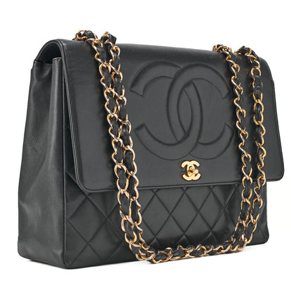 CHANEL Shoulder Bag Big Coco Turnlock Matelassé Black Gold-Tone Hardware, Pre-Owned