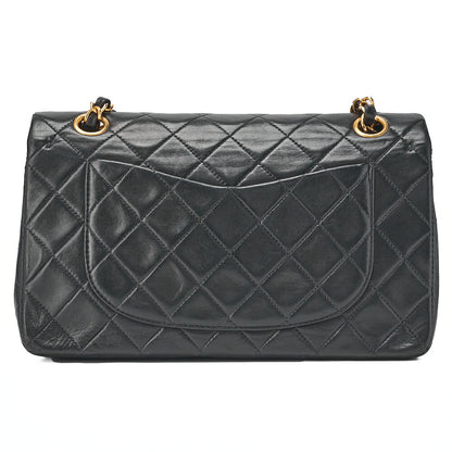 CHANEL Chain Shoulder Bag Matelassé Double Flap 23cm Lambskin Black Gold-Tone Hardware, Pre-Owned
