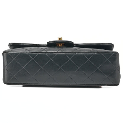 CHANEL Chain Shoulder Bag Matelassé Double Flap 23cm Lambskin Black Gold-Tone Hardware, Pre-Owned