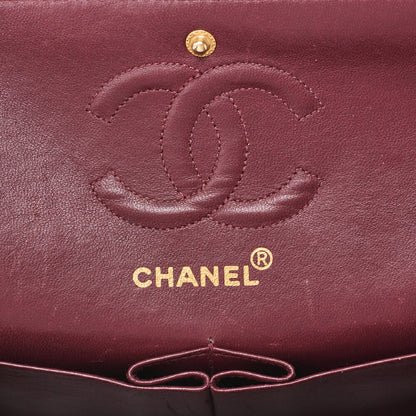 CHANEL Chain Shoulder Bag Matelassé Double Flap 23cm Lambskin Black Gold-Tone Hardware, Pre-Owned