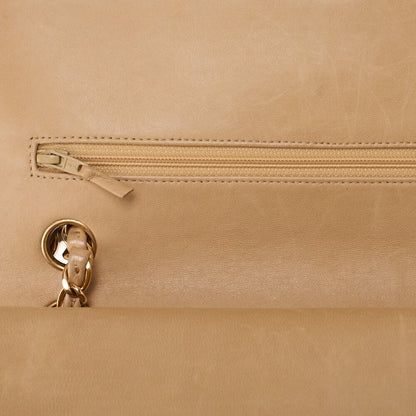 CHANEL Shoulder Bag Matelassé Double Flap 25cm Chain Shoulder Lambskin Beige Gold-Tone Hardware, Pre-Owned