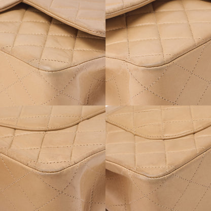 CHANEL Shoulder Bag Matelassé Double Flap 25cm Chain Shoulder Lambskin Beige Gold-Tone Hardware, Pre-Owned