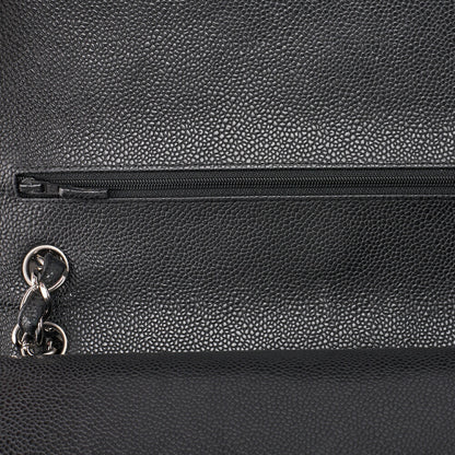 CHANEL Chain Shoulder Bag Deca Matelassé 30cm Double Flap Caviar Skin Black Gold-Tone Hardware, Pre-Owned