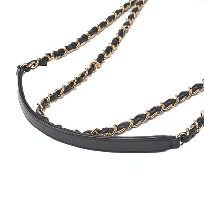 CHANEL Matelassé Push Lock Logo Chain Shoulder Lambskin Black Gold-Tone Hardware, Pre-Owned