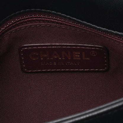 CHANEL Matelassé Push Lock Logo Chain Shoulder Lambskin Black Gold-Tone Hardware, Pre-Owned