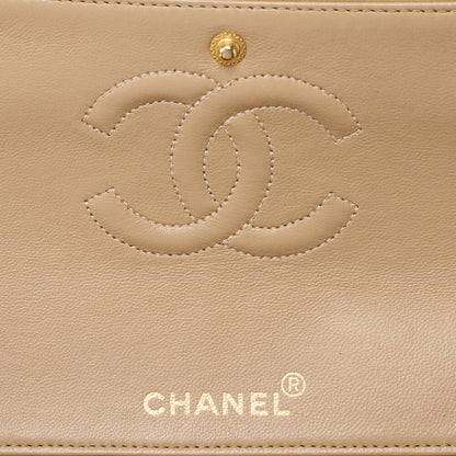 CHANEL Matelassé Double Flap 25cm Chain Shoulder Lambskin Beige Gold-Tone Hardware, Pre-Owned