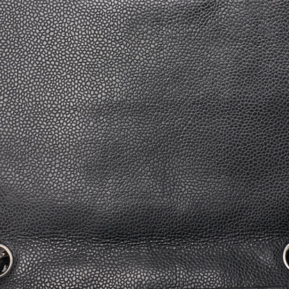 CHANEL Chain Shoulder Bag Deca Matelassé 30cm Single Flap Caviar Skin Black Gold-Tone Hardware, Pre-Owned