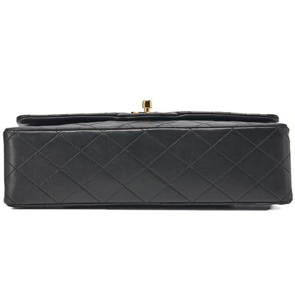 CHANEL Shoulder Bag Matelassé Double Flap 25cm Chain Shoulder Lambskin Black Gold-Tone Hardware, Pre-Owned