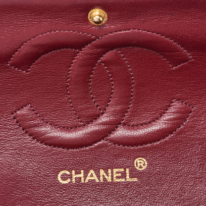 CHANEL Shoulder Bag Matelassé Double Flap 25cm Chain Shoulder Lambskin Black Gold-Tone Hardware, Pre-Owned