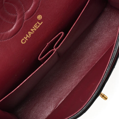 CHANEL Shoulder Bag Matelassé Double Flap 25cm Chain Shoulder Lambskin Black Gold-Tone Hardware, Pre-Owned