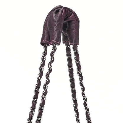 CHANEL Shoulder Bag Matelassé Wild Stitch Big Coco Lambskin Purple Silver-Tone Hardware, Pre-Owned