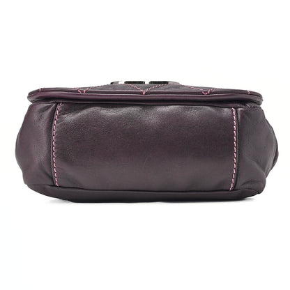CHANEL Shoulder Bag Matelassé Wild Stitch Big Coco Lambskin Purple Silver-Tone Hardware, Pre-Owned