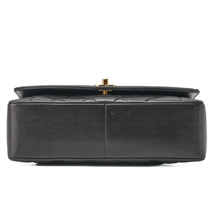 CHANEL Shoulder Bag Matelassé Lambskin Diana Flap Chain Shoulder Black Gold-Tone Hardware, Pre-Owned