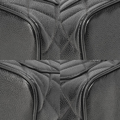 CHANEL Matelassé Reprint Tote Caviar Skin Black Silver-Tone Hardware, Pre-Owned