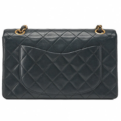 CHANEL Chain Shoulder Bag Matelassé Double Flap 23cm Lambskin Dark Navy Gold-Tone Hardware, Pre-Owned