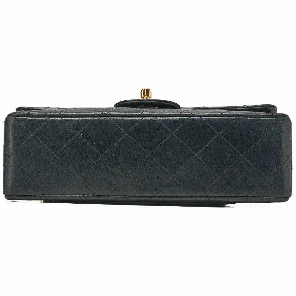 CHANEL Chain Shoulder Bag Matelassé Double Flap 23cm Lambskin Dark Navy Gold-Tone Hardware, Pre-Owned