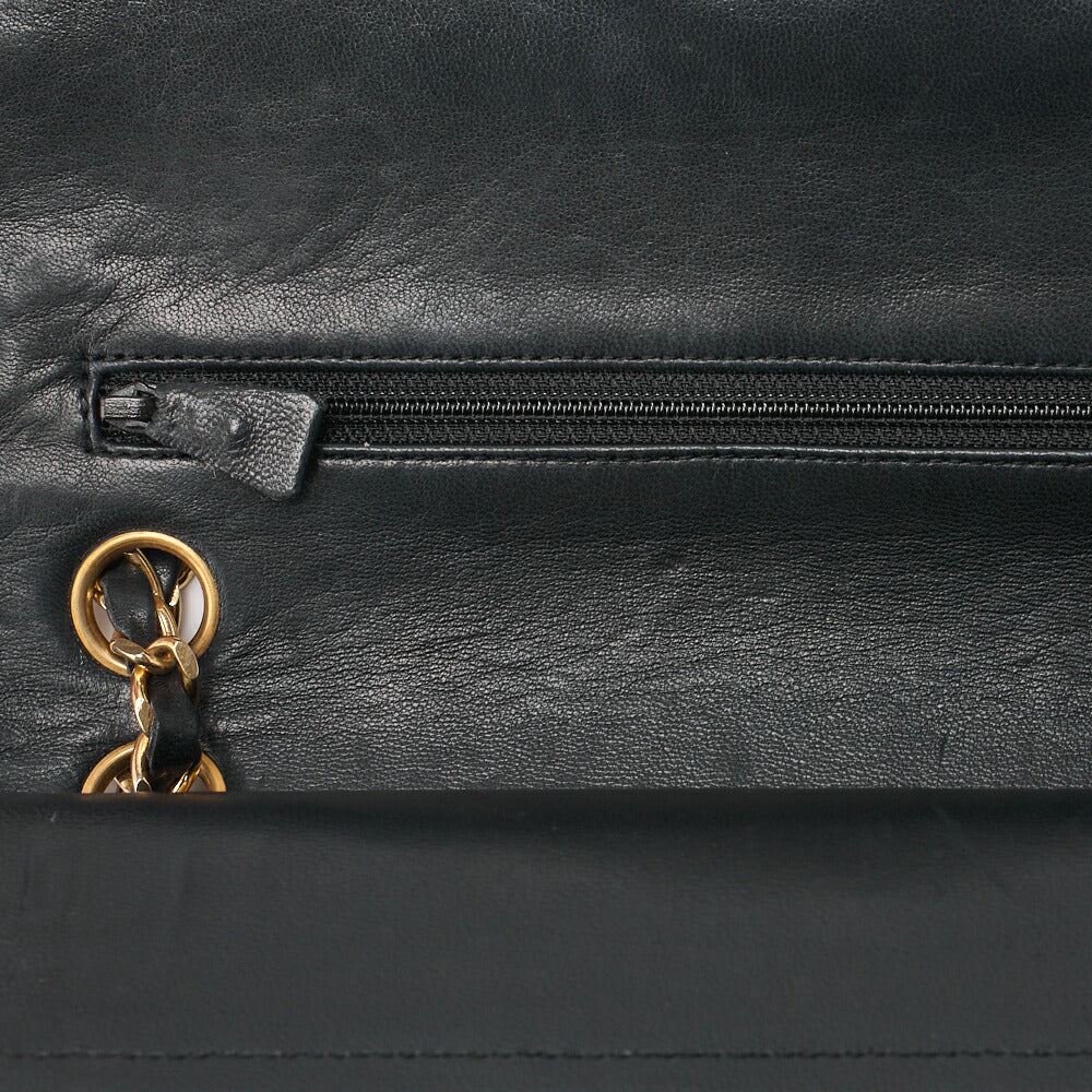 CHANEL Chain Shoulder Bag Matelassé Double Flap 23cm Lambskin Dark Navy Gold-Tone Hardware, Pre-Owned