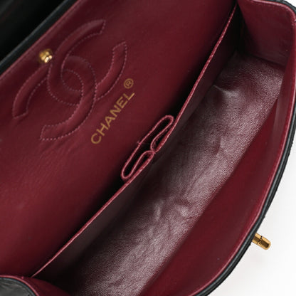 CHANEL Chain Shoulder Bag Matelassé Double Flap 23cm Lambskin Dark Navy Gold-Tone Hardware, Pre-Owned