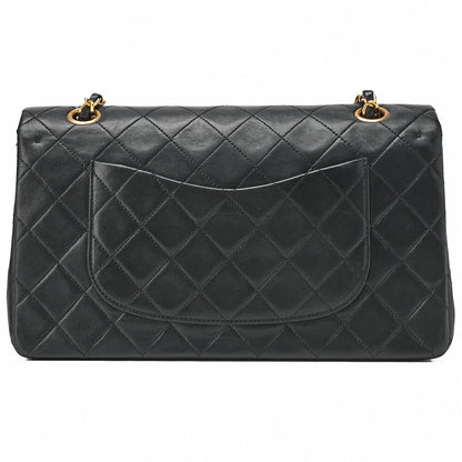 CHANEL Shoulder Bag Matelassé Double Flap 25cm Chain Shoulder Lambskin Black Gold-Tone Hardware, Pre-Owned