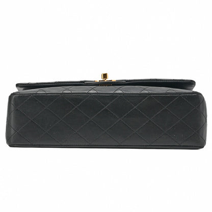 CHANEL Shoulder Bag Matelassé Double Flap 25cm Chain Shoulder Lambskin Black Gold-Tone Hardware, Pre-Owned