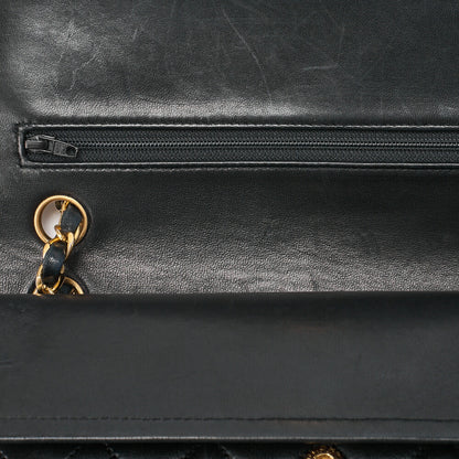 CHANEL Shoulder Bag Matelassé Double Flap 25cm Chain Shoulder Lambskin Black Gold-Tone Hardware, Pre-Owned