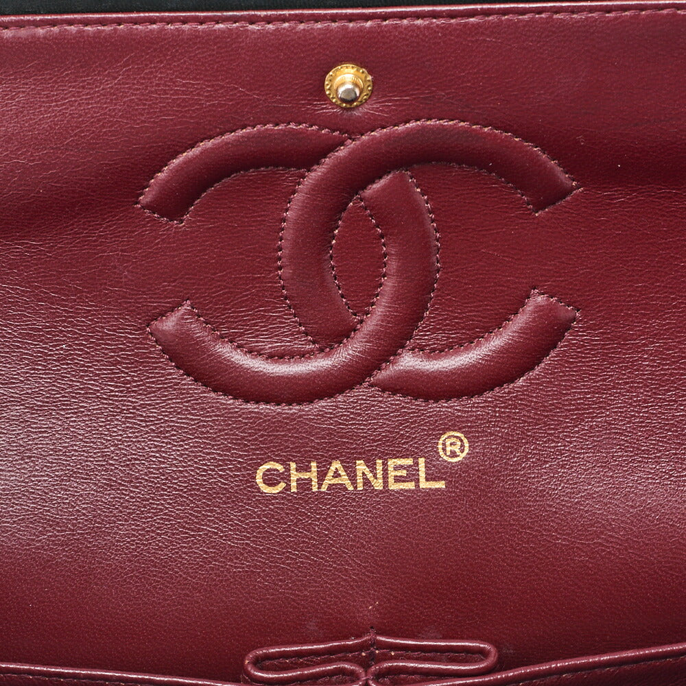CHANEL Shoulder Bag Matelassé Double Flap 25cm Chain Shoulder Lambskin Black Gold-Tone Hardware, Pre-Owned