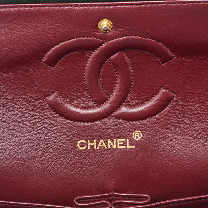 CHANEL Shoulder Bag Matelassé Double Flap 25cm Chain Shoulder Lambskin Black Gold-Tone Hardware, Pre-Owned