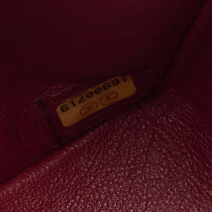 CHANEL Shoulder Bag Matelassé Double Flap 25cm Chain Shoulder Caviar Skin Red Silver-Tone Hardware, Pre-Owned