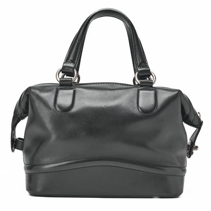 CHANEL Handbag Mini Boston Bag Calfskin Matelassé Coco Mark Black Silver-Tone Hardware, Pre-Owned