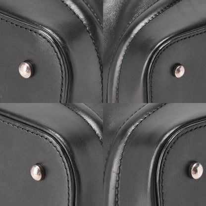 CHANEL Handbag Mini Boston Bag Calfskin Matelassé Coco Mark Black Silver-Tone Hardware, Pre-Owned