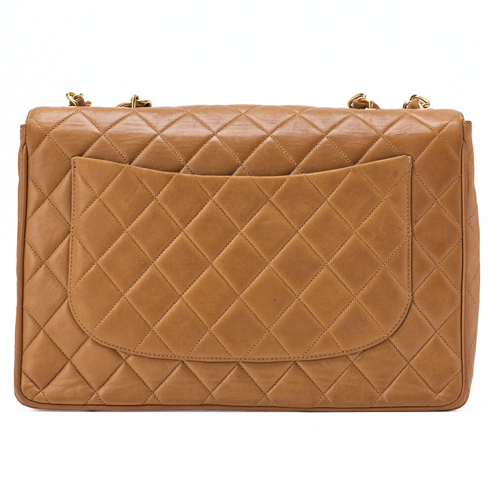 CHANEL Chain Shoulder Bag Deca Matelassé 30cm Single Flap Lambskin Black Gold-Tone Hardware, Pre-Owned