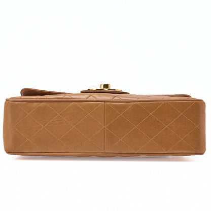 CHANEL Chain Shoulder Bag Deca Matelassé 30cm Single Flap Lambskin Black Gold-Tone Hardware, Pre-Owned